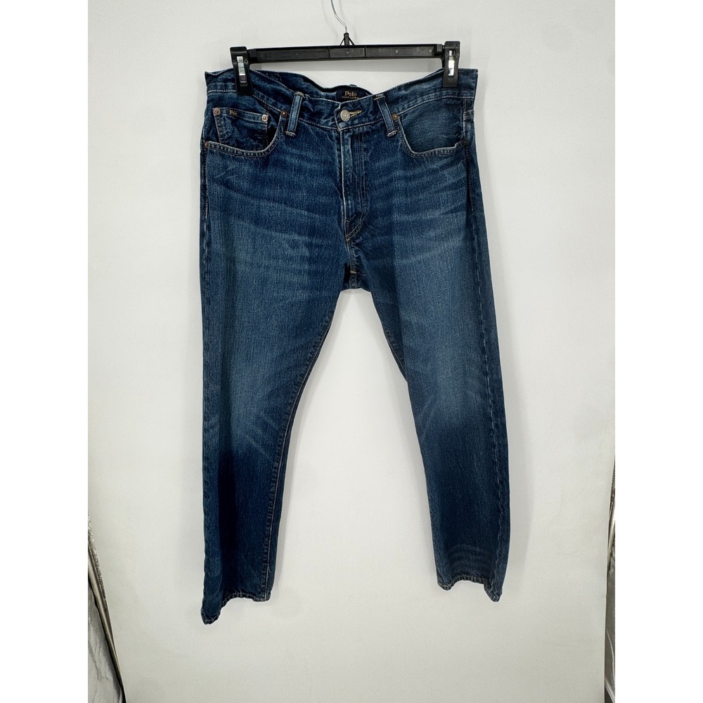 Polo Ralph Lauren Jeans Mens 34x32 Blue Good Straight Leg Dark Wash Cotton 3245